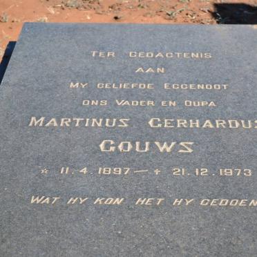 GOUWS Martinus Gerhardus 1897-1973