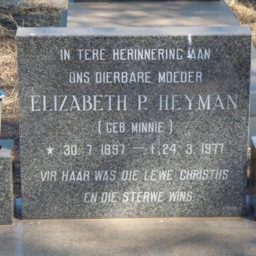 HEYMAN Elizabeth P. nee MINNIE 1897-1977