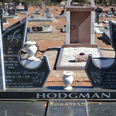 HODGMAN Jacobus Henry 1916-2000 &amp; Christina Elizabeth 1926-
