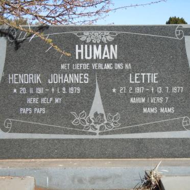 HUMAN Hendrik Johannes 1911-1979 &amp; Lettie 1917-1977