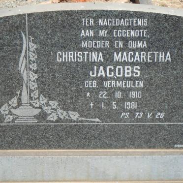 JACOBS Christina Magaretha nee VERMEULEN 1910-1981