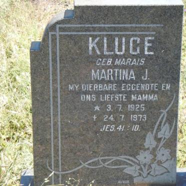 KLUGE Martina J. nee MARAIS 1925-1973