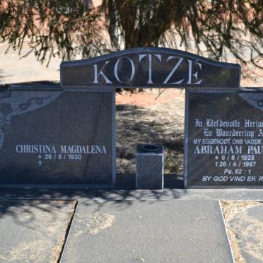 KOTZE Abraham Paulus 1925-1997 &amp; Christina Magdalena 1930-