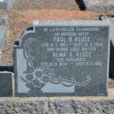 KLUGE Paul B. 1867-1953 &amp; Alma A. SCHLENZIG 1874-1960