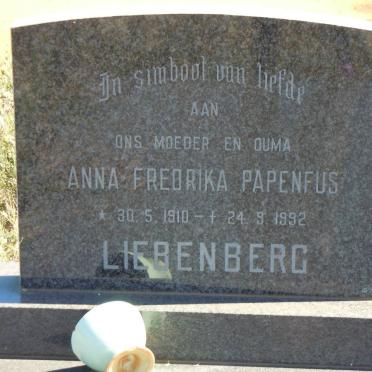 LIEBENBERG Anna Fredrika Papenfus 1910-1992
