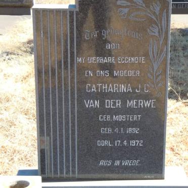 MERWE Catharina J.C., van der nee MOSTERT 1892-1972