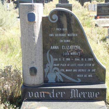 MERWE Anna Elizabeth, van der nee MAREE 1916-1983
