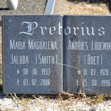 PRETORIUS Andries Lodewikus 1928-1996 &amp; Maria Magdalena Jacoba SMITH 1933-2006