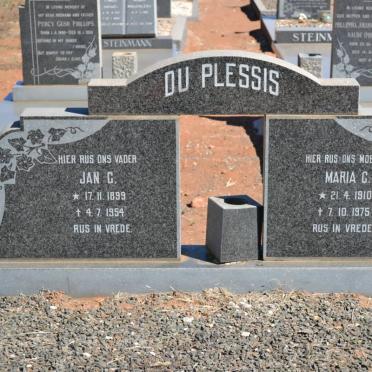 PLESSIS Jan C., du 1899-1954 &amp; Maria G. 1910-1975