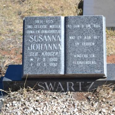 SWARTZ Susanna Johanna nee KRUGER 1900-1992
