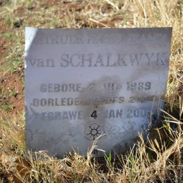 SCHALKWYK Gertrude Hazel Bianca, van 1989-2002