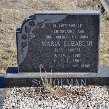 SCHOEMAN Maria Elizabeth nee JACOBS 1901-1992