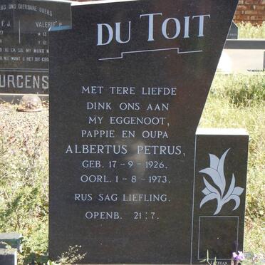 TOIT Albertus Petrus, du 1926-1973 &amp; Susanna Glaudina ROBERTS 1927-2002