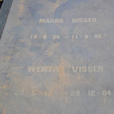 VISSER Maans 1926-2002 &amp; Werta 1912-2004