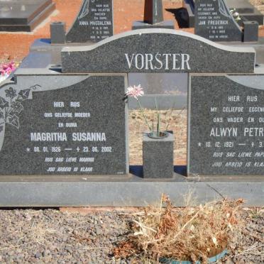 VORSTER Alwyn Petrus 1921-1981 &amp; Magritha Susanna 1926-2002
