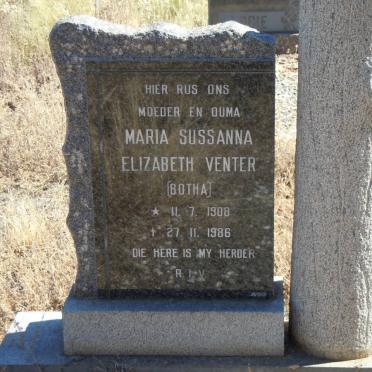 VENTER Maria Sussanna Elizabeth nee BOTHA 1908-1986