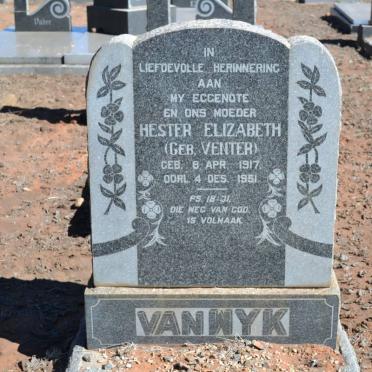 WYK Hester Elizabeth, van nee VENTER 1917-1951