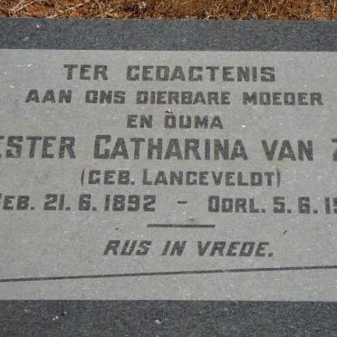 ZYL Hester Catharina, van nee LANGEVELDT 1892-1969