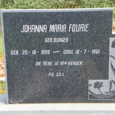 FOURIE Johanna Maria nee BURGER 1890-1961