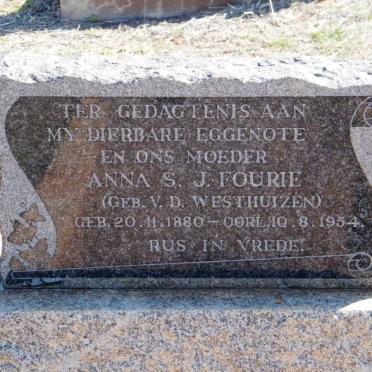 FOURIE Anna S.J. nee V.D. WESTHUIZEN 1880-1954
