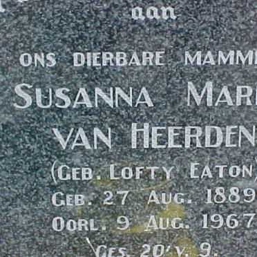 HEERDEN Susanna Maria, van nee LOFTY EATON 1889-1967 