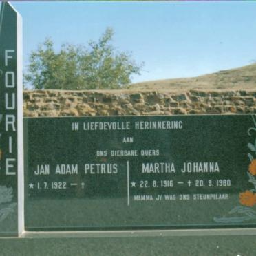 FOURIE Jan Adam Petrus 1922- &amp; Martha Johanna 1916-1980