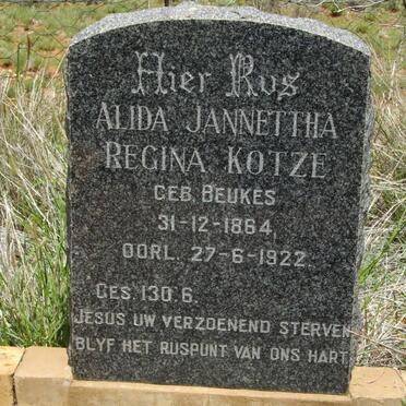 KOTZE Alida Jannettha Regina nee BEUKES 1864-1922