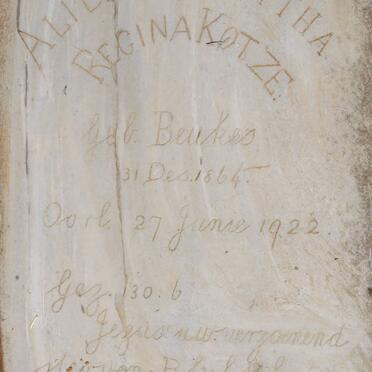 KOTZE Alida Jannettha Regina nee BEUKES 1864-1922