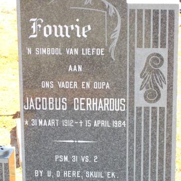 FOURIE Jacobus Gerhardus 1912-1984