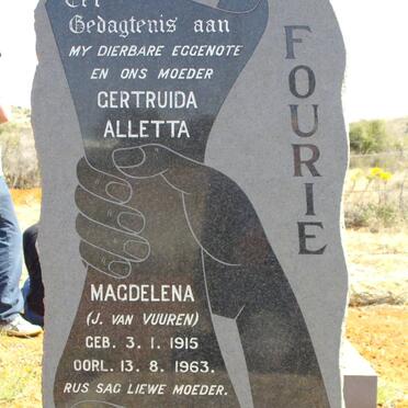 FOURIE Gertruida Alletta Magdelena nee J. VAN VUUREN 1915-1963