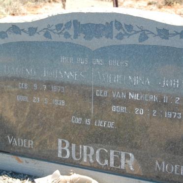 BURGER Barend Johannes 1873-1938 &amp; Wilhelmina Johanna VAN NIEKERK 1881-1973