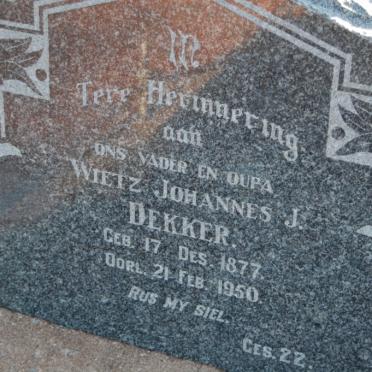 DEKKER Wietz Johannes J. 1877-1950