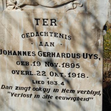 UYS Johannes Gerhardus 1895-1918