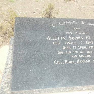 KLERK Alletta Sophia, de nee VISAGIE 1891-1968