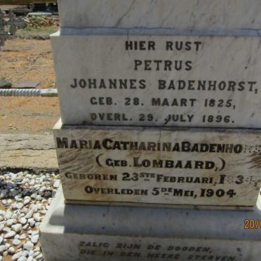 BADENHORST Petrus Johannes 1825-1896 &amp; Maria Catharina LOMBARD 1834-1904