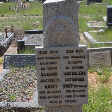 KORFF Barend Jacobus 1866-1942 &amp; Magdalena Catharina Visagie 1875-1953
