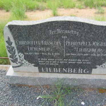LIEBENBERG Christoffel Francois 1862-1943 &amp; Petronella Magdalena ROUX 1864-1947