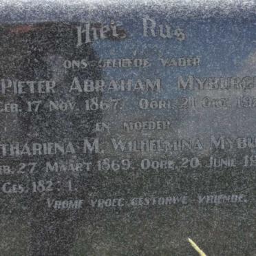 MYBURGH Pieter Abraham 1867-1928 &amp; Cathariena M. Wilhelmina 1869-1954
