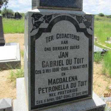 TOIT Jan Gabriel, du 1856-1919 &amp; Magdalena Petronella PRETORIUS 1867-1948