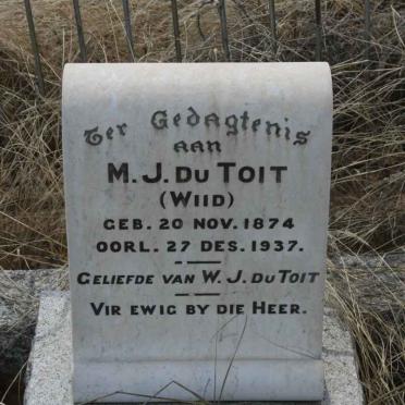 TOIT M.J. nee WIID, du 1874-1937