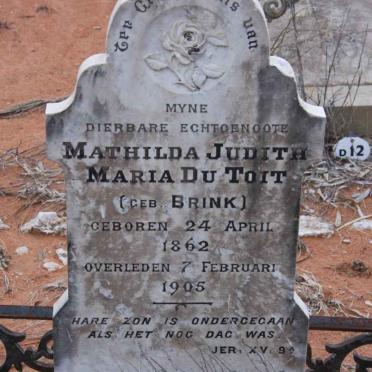 TOIT Mathilda Judith Maria nee BRINK, du 1862-1905