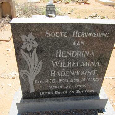 BADENHORST Hendrina Wilhelmina 1933-1934