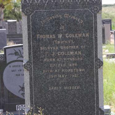 COLEMAN Thomas W. 1886-1921