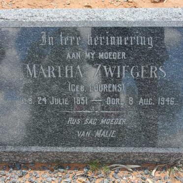 ZWIEGERS Martha nee LOURENS 1851-1946