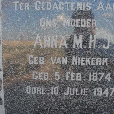 KOEKEMOER Anna M.H.J. nee VAN NIEKERK 1874-1947