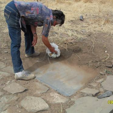 6. Cleaning up the tombstone of Stephanus Abraham du Toit