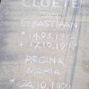 CLOETE Jan Sebastiaan 1912-1997 &amp; Regina Maria 1921-2000