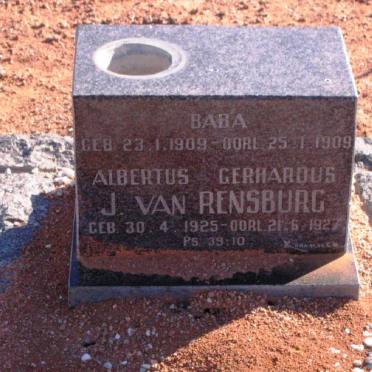 RENSBURG Albertus Gerhardus, J. van 1925-1927 :: J. VAN RENSBURG Baba 1909-1909