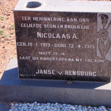 RENSBURG Nicolaas A., Janse v. 1919-1919