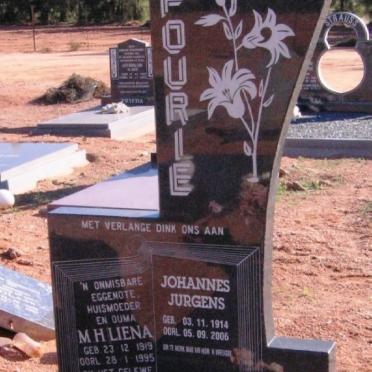 FOURIE Johannes Jurgens 1914-2006 &amp; M.H.Liena 1919-1995